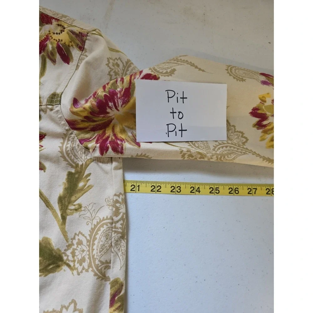 Susan Bristol Women M Vintage Beige Floral Cotton Jacket Cottagecore Grandmacore